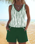 Mia | Casual Two Piece Printed V-Neck Swimsuit with Pockets