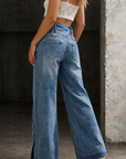 Mia | High Waist Slit Jeans