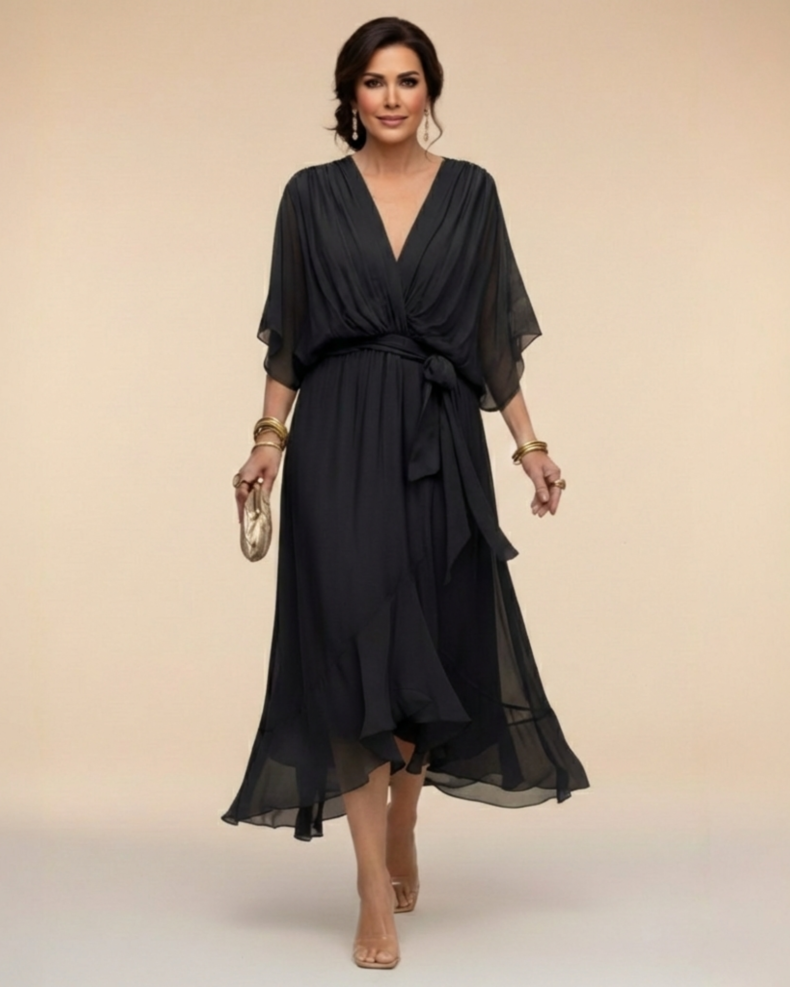 Margaret | Chiffon Dress with V-Neck