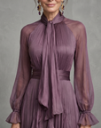 Demetria | Tie Neck Ruffle Tiered Maxi Dress