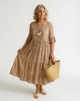 Noémie™ — Elegant Natural Midi Dress