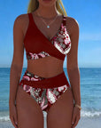 Bikini Contrast Color Fashion Flower