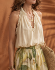 Solange | Halter Neck Blouse Floral Wide Leg Set