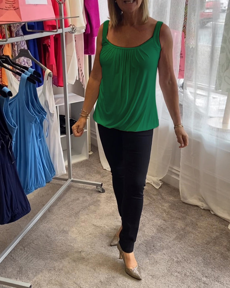 Marie | Pleated Real Relaxed Sleeveless Top