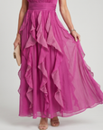 Orea | High Neck Gathered Ruffle Layers Maxi Dress