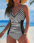 Striped Color Block Swimsuit