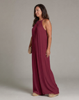 Sylvara | Pleated Halter Neck Wide Leg Relaxed Jumpsuit