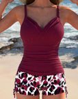 Gabby | Ribbed Tankini with Print Shorts