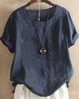 Beatrice | Women Button Detail Casual Short Sleeve Blouse