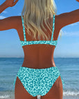 Two-Piece Swimsuit with Knot and Leopard Print