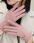 Women’s Winter Gloves – Elegant Full-Finger Design with Bow Accent