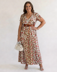 Lyra | Elegant Floral V-Neck Midi Dress