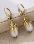 Vintage Botanical Pearl Earrings