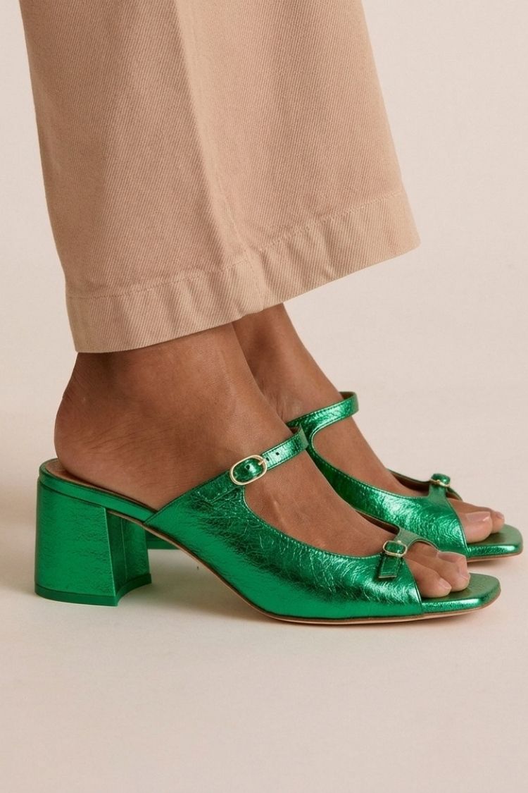 Thick Heels with Back Strap and Block Toe