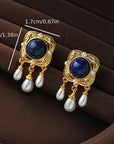 Royal Blue Pearl Chandelier Earrings