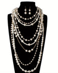 Boho Multi-Layered Pearl Statement Set