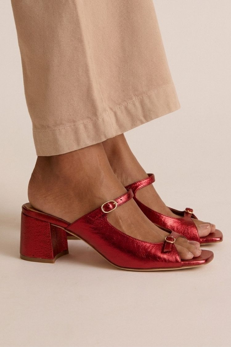 Thick Heels with Back Strap and Block Toe