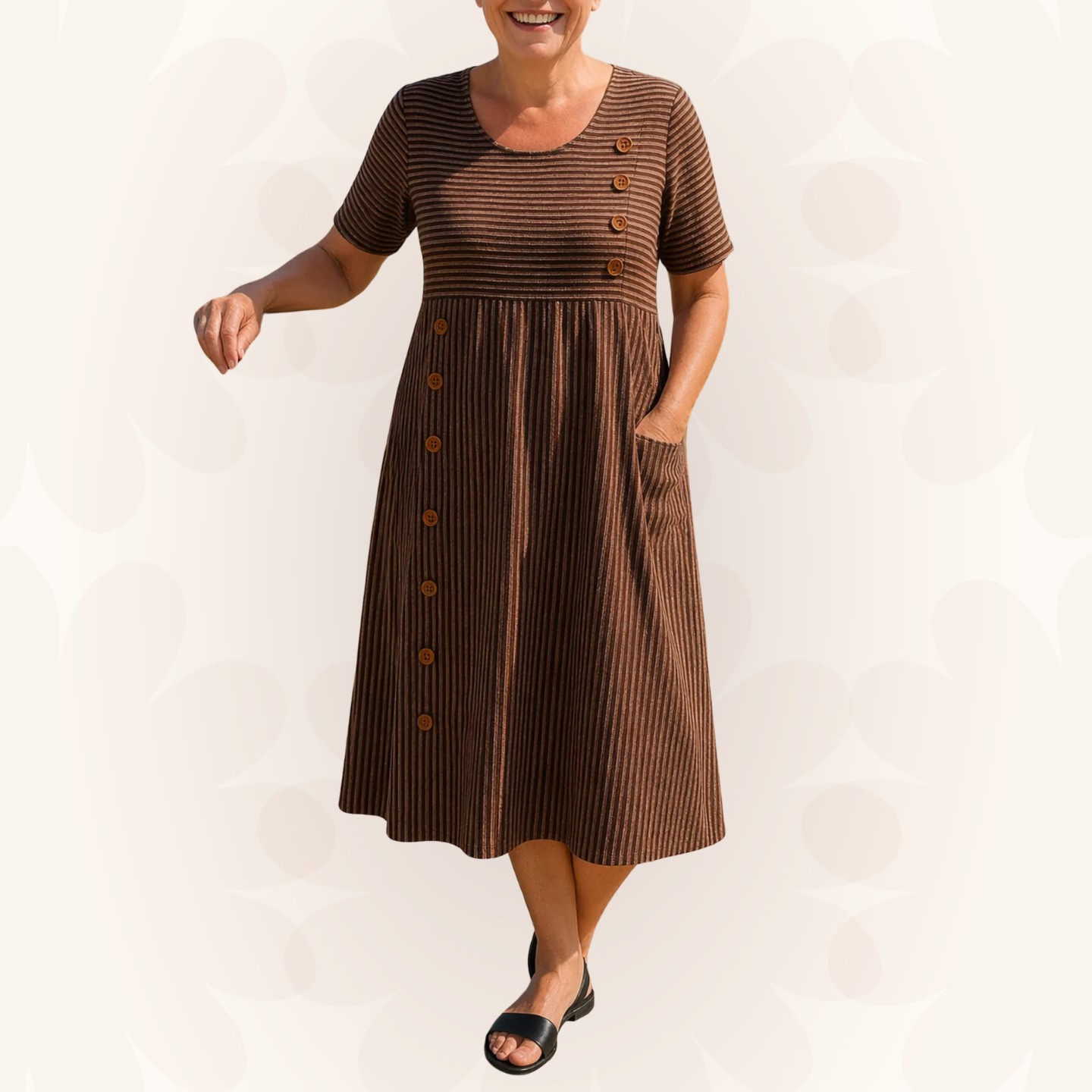 Lori | Striped Midi Dress – Effortless Comfort, Everyday Confidence
