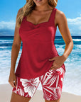 Two-Piece Tankini Body Covering Printed Boxer