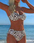 Two-Piece Swimsuit with Knot and Leopard Print