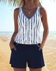Mia | Casual Two Piece Printed V-Neck Swimsuit with Pockets
