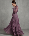 Demetria | Tie Neck Ruffle Tiered Maxi Dress