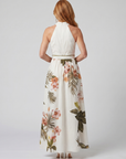 Meadow | Draped Halter Botanical Panel Maxi Dress