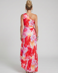 Taya | One Shoulder Pleated Bodice Midi Dress
