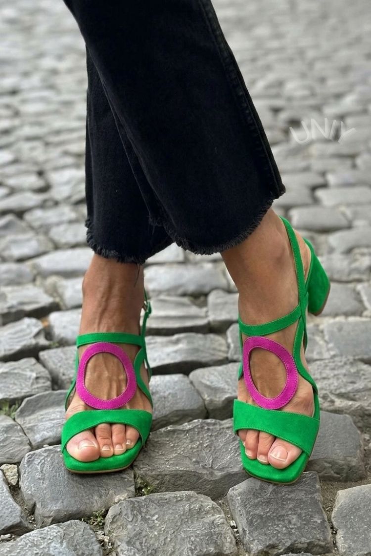 Square-Toed Sandals with Round Cut