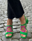 Square-Toed Sandals with Round Cut