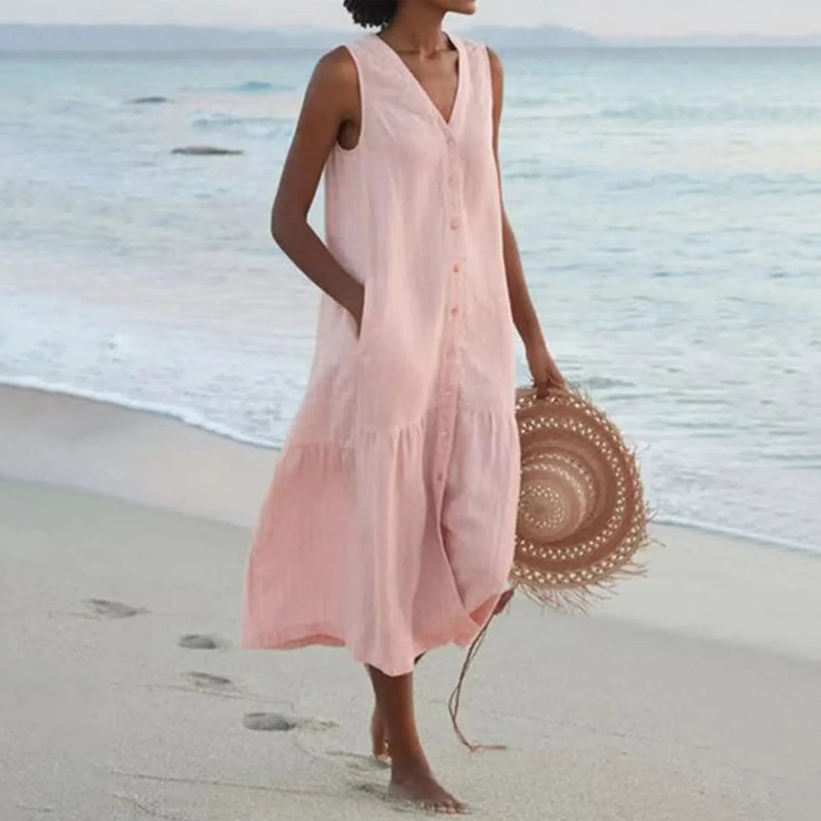 Samantha | Women Lena Summer V Neck Midi Dress