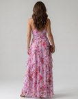 Nori | Halter Neck Ruched Bodice Floral Maxi Dress