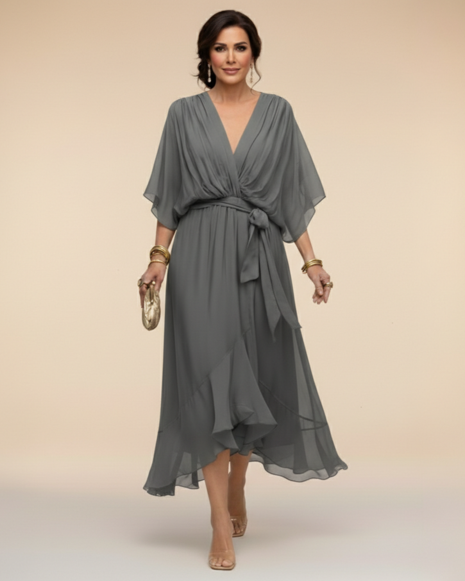 Margaret | Chiffon Dress with V-Neck