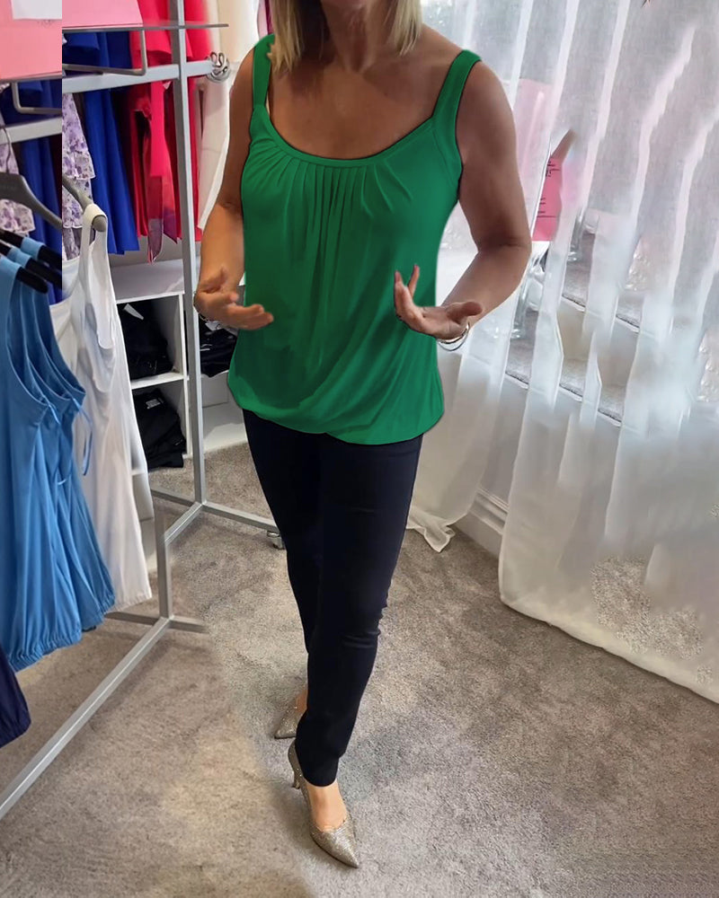 Marie | Pleated Real Relaxed Sleeveless Top