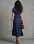 Theodora | Pleated Waistline Stripe Midi Dress