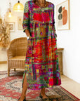 Manuela | Printed Dress with Ethnic Patchwork