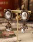Vintage Pearl Frame Drop Earrings