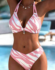 Bikini with Geometric Pattern in Bra Style