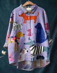 Coralie | Women's Dog  Art Print Casual  Shirt