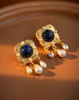 Royal Blue Pearl Chandelier Earrings