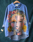 Eugen | Oil Painting Freda Portrait Art Printed Women's Casual  Shirt