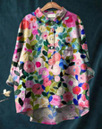 Delia | Colorful Spring Floral Garden Printed Women's Casual  Shirt