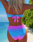 Halter Neck Swimsuit with Leopard Print and Gradient