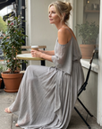 Marisol | Layered Drape Cold Shoulder Top Wide Leg Set