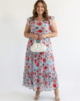 Lila | Floral V-Neck Tiered Midi Dress