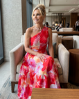 Taya | One Shoulder Pleated Bodice Midi Dress