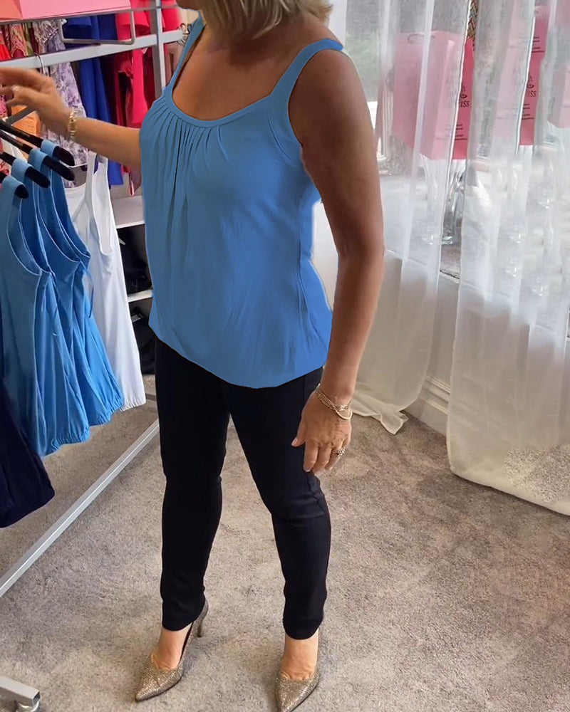 Marie | Pleated Real Relaxed Sleeveless Top