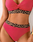 Ribbed Bikini Leopard Color Block