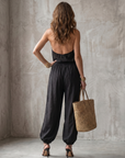 Yvaine | Drape Neck Fluid Top Wide Leg Set