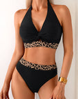 Ribbed Bikini Leopard Color Block